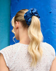 Silver Cloud Satin +Oversized Scrunchie - Santorini Navy