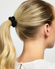 Silver Cloud - Soft Satin Skinny Hair Scrunchie Black 5 Pack