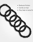 Silver Cloud - Soft Satin Skinny Hair Scrunchie Black 5 Pack