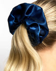 Silver Cloud Satin +Oversized Scrunchie - Santorini Navy