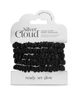 Silver Cloud - Soft Satin Skinny Hair Scrunchie Black 5 Pack
