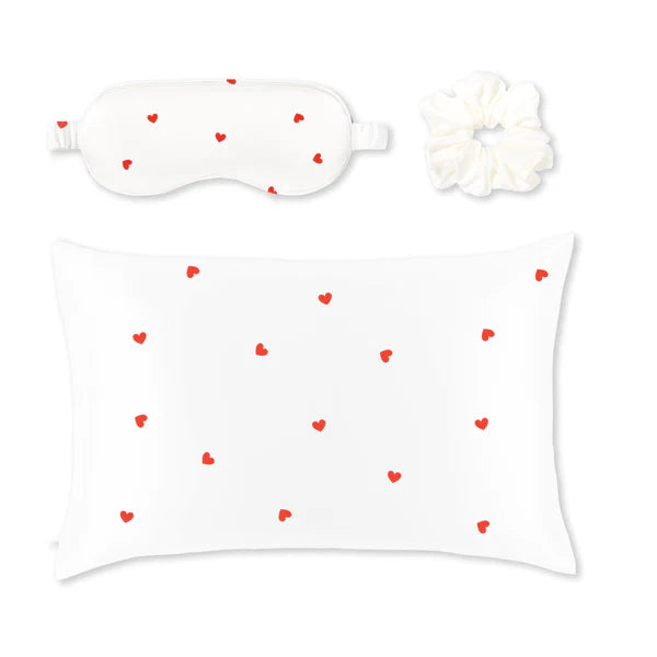 Silver Cloud Heart Print Satin Gift Set With Silver Ions