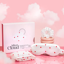 Load image into Gallery viewer, Silver Cloud Heart Print Satin Gift Set With Silver Ions
