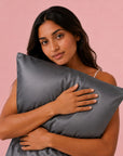 Silver Cloud - Charcoal Satin Pillowcase With Silver Ions